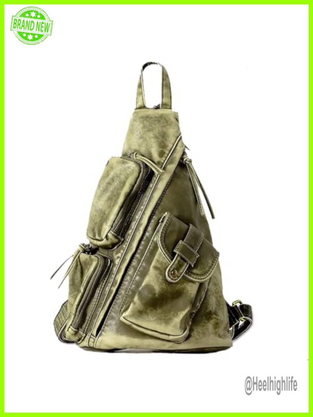 Faux Leather Crossbody Sling Bag RFID Blocking Multi-Purpose Backpack